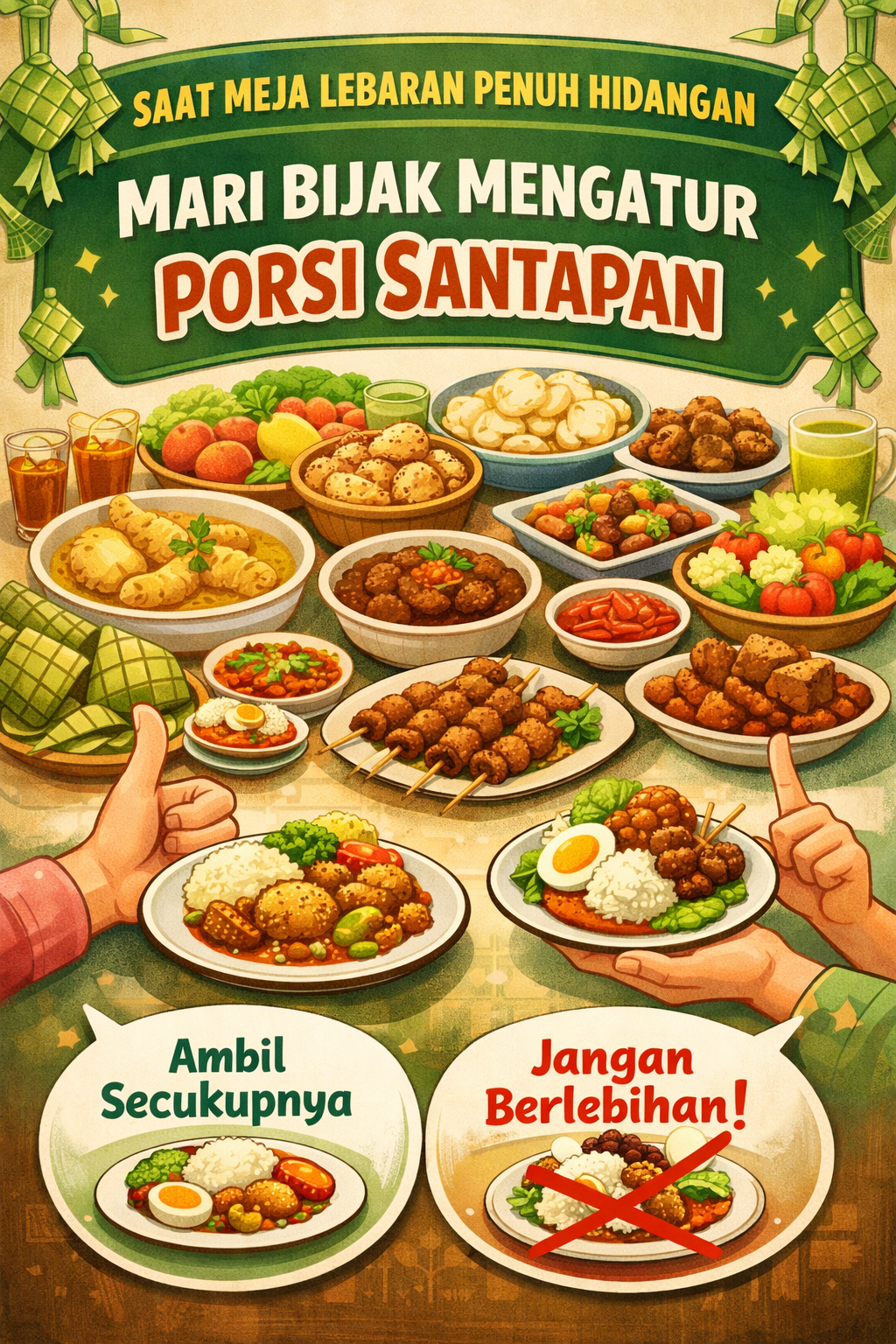 Saat Meja Idul Fitri Penuh Hidangan, Ini Cara Bijak Mengatur Porsi Agar Tetap Sehat